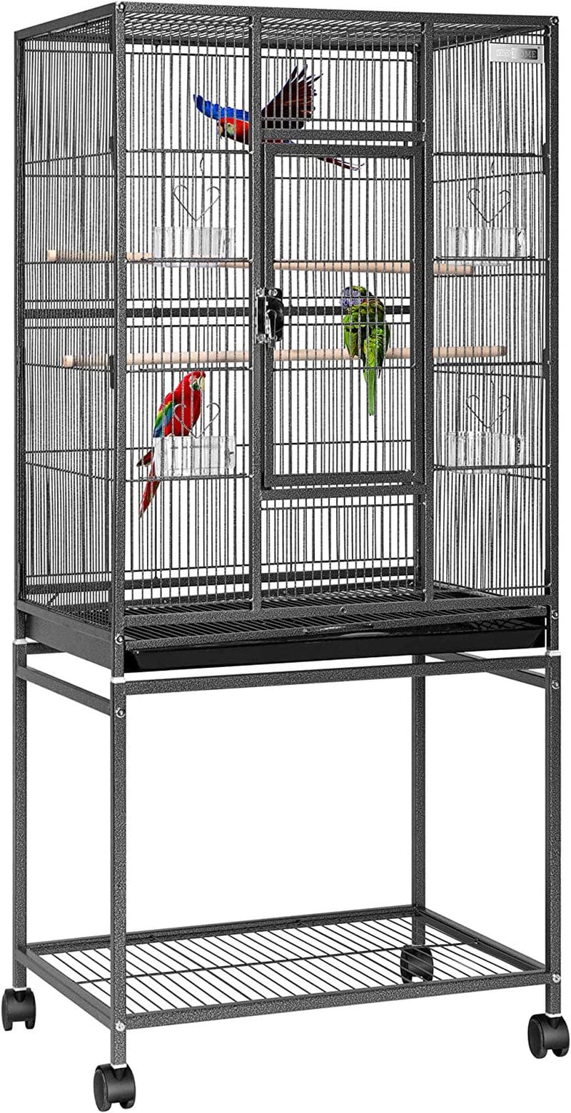 54 Inch Wrought Iron Large Bird Flight Cage with Rolling Stand for African Grey Parrot Cockatiel Sun Parakeet Conure Lovebird Canary Animals & Pet Supplies > Pet Supplies > Bird Supplies > Bird Cages & Stands yuxinw   