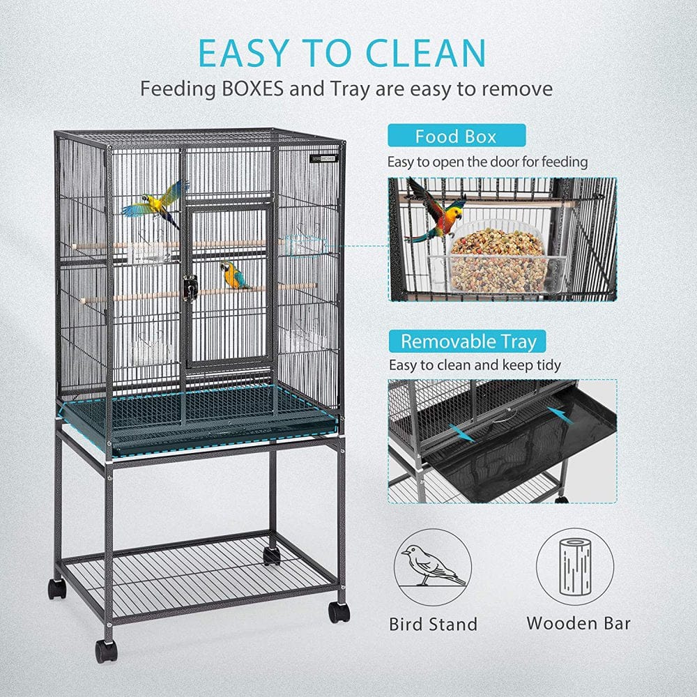 54 Inch Wrought Iron Large Bird Flight Cage with Rolling Stand for African Grey Parrot Cockatiel Sun Parakeet Conure Lovebird Canary Animals & Pet Supplies > Pet Supplies > Bird Supplies > Bird Cages & Stands yuxinw   