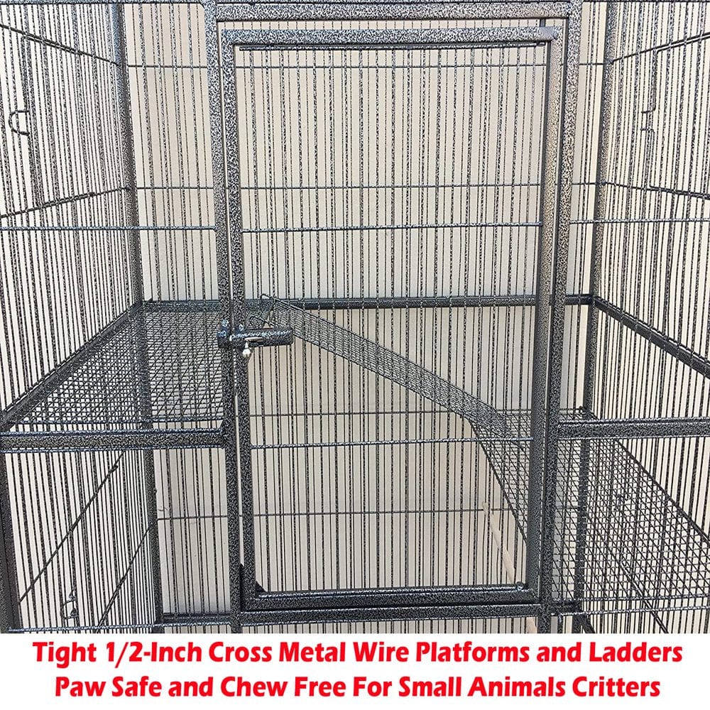 54" LARGE 3-Tiers Small Animal Critter House Habitat Cage with Narrow 1/2-Inch Wire Spacing for Guinea Pig Ferret Chinchilla Sugar Glider Rats Mice Hamster Hedgehog Gerbil Animals & Pet Supplies > Pet Supplies > Small Animal Supplies > Small Animal Habitats & Cages Mcage   