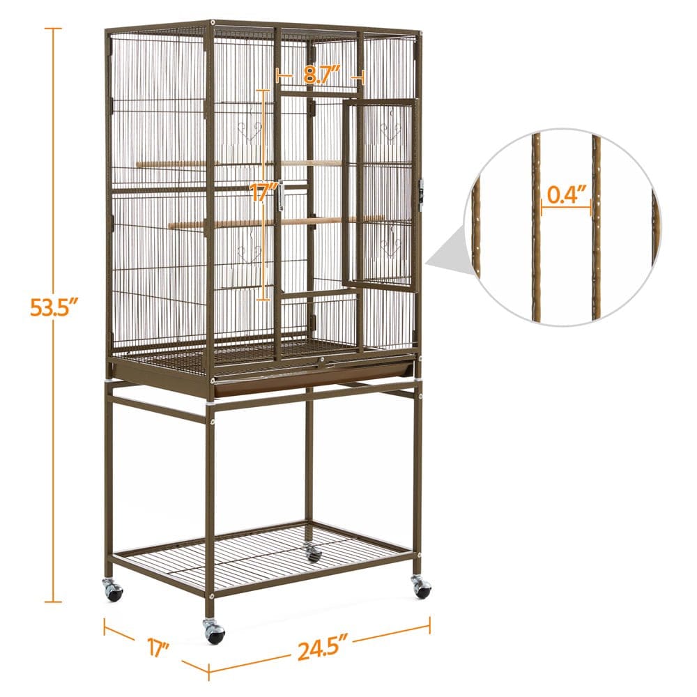 54" Metal Rolling Bird Cage with Detachable Stand, Animals & Pet Supplies > Pet Supplies > Bird Supplies > Bird Cages & Stands WANGPING   