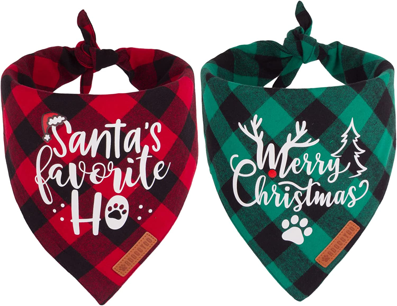 Adoggygo Christmas Dog Bandanas, Red Green Plaid Dog Christmas Scarf Bib, Multiple Sizes Offered, Merry Christmas Bandanas for Large X-Large Dogs Pets (X-Large, Red&Green) Animals & Pet Supplies > Pet Supplies > Dog Supplies > Dog Apparel ADOGGYGO Red&Green-2 Large 