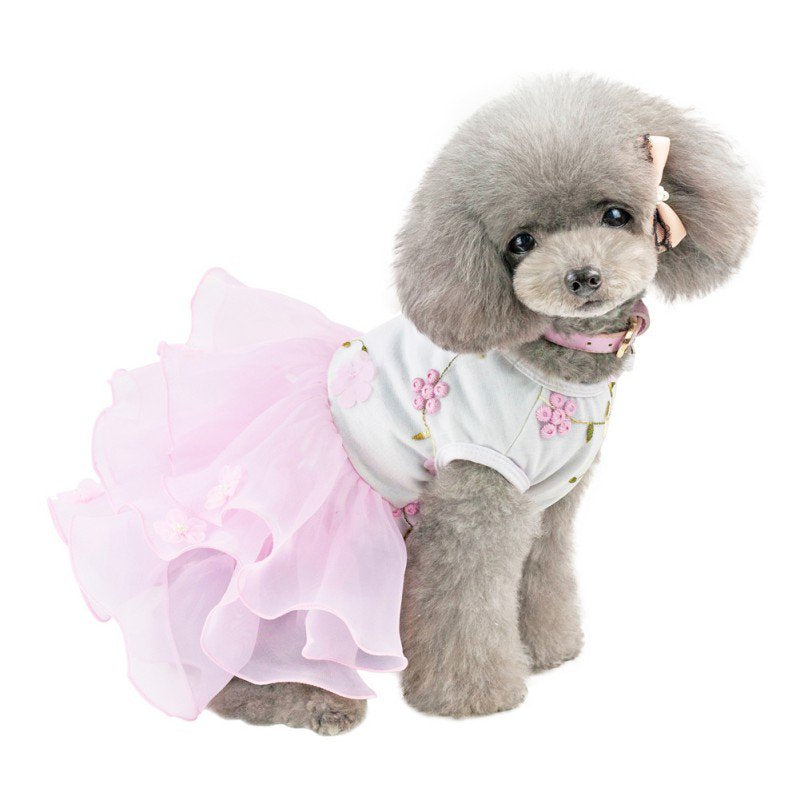 Dog Dress, 2Pcs Fashion Pet Spring Dresses Apparel Clothes, Puppy Shirts Vest Skirt for Small Dogs and Cats in Wedding Holiday Animals & Pet Supplies > Pet Supplies > Cat Supplies > Cat Apparel FYCONE   