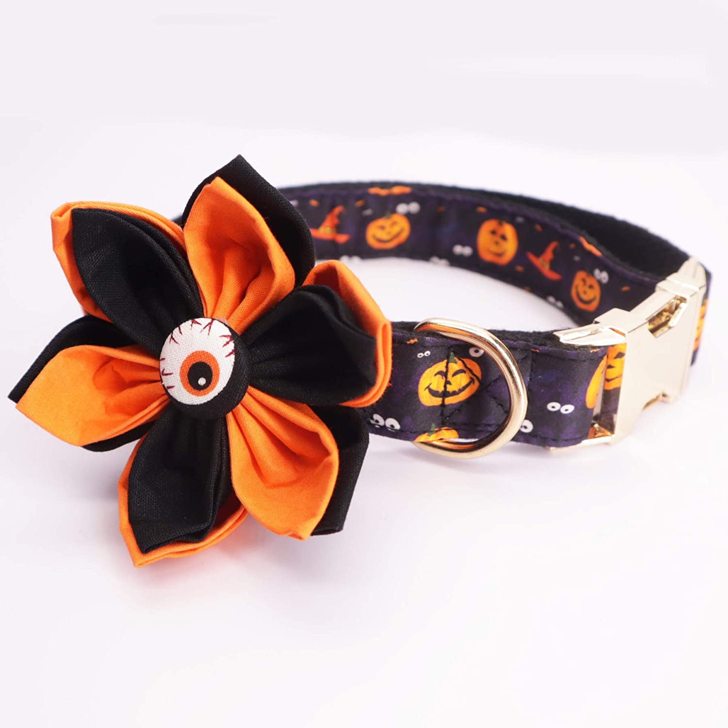 Halloween Dog Collar Dog Bowtie Dog Accessory Halloween Dog Costume for Halloween Party (M) Animals & Pet Supplies > Pet Supplies > Dog Supplies > Dog Apparel YIWU MIYI CO.,LTD Pumpkin Flower XS 