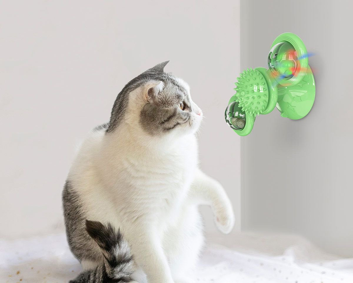 Pet Life ® 'Windmill' Rotating Suction Cup Spinning Cat Toy Animals & Pet Supplies > Pet Supplies > Cat Supplies > Cat Toys Pet Life   