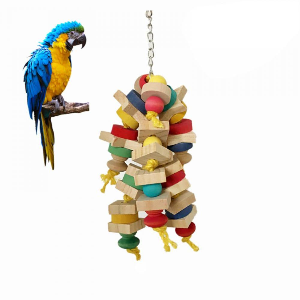 Bird Toys, Parrot Toys, Parrots Cage Chewing Toy with Colorful Wood Beads, Multicolored Wooden Block Bite Toys for Macaw African Grey Cockatoo and a Variety of Parrots Animals & Pet Supplies > Pet Supplies > Bird Supplies > Bird Toys LOVEBAY   