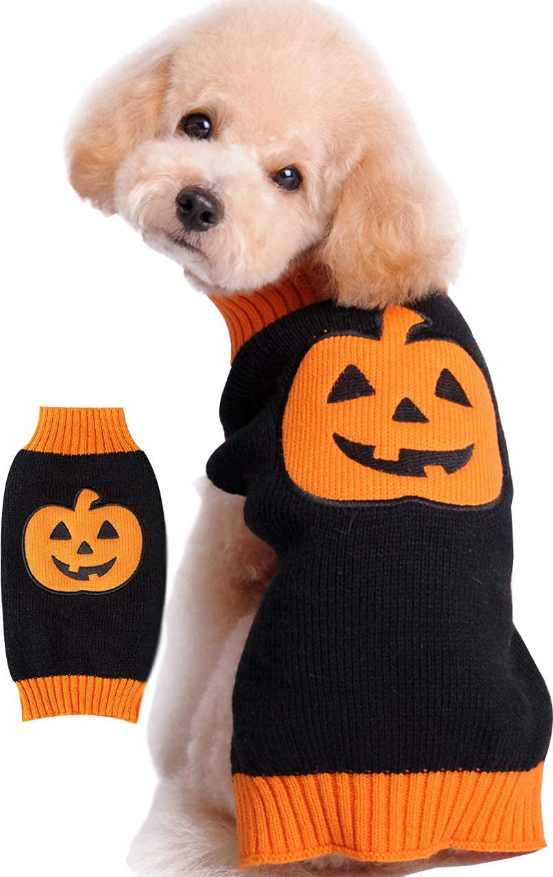 HAPEE Dog Sweaters, Halloween Pet Clothes for Dog Cat Animals & Pet Supplies > Pet Supplies > Dog Supplies > Dog Apparel HAPEE 1-pumpkin Large (Pack of 1) 