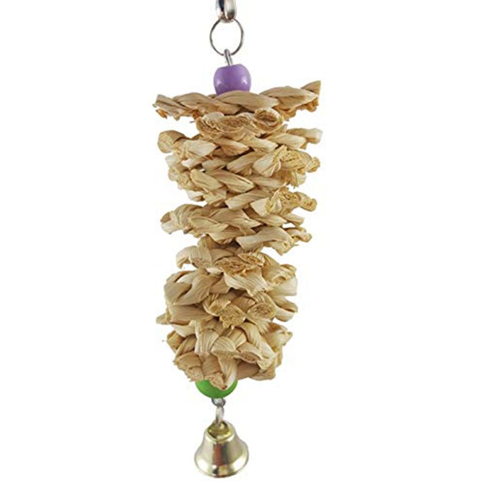 Bird Parrot Toy with Bell Natural Wooden Grass Chewing Bite Hanging Cage Swing Climb Chew Toys Animals & Pet Supplies > Pet Supplies > Bird Supplies > Bird Toys AKDSteel   