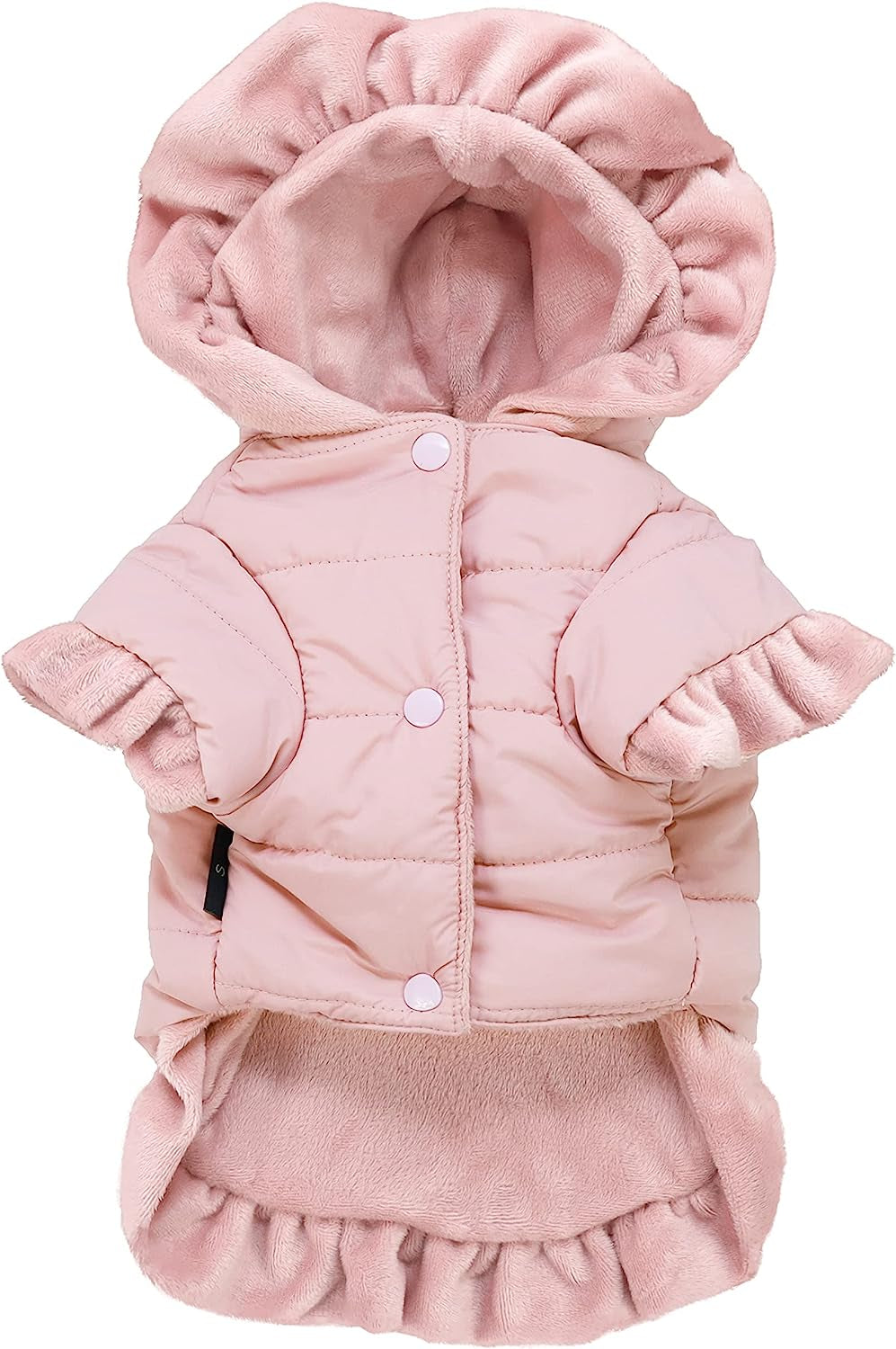 Fitwarm Ruffle Dog Coat, Puffer Jacket, Dog Winter Clothes for Small Dogs Girl, Pet Cat Hooded Outfit, Pink, Xsmall Animals & Pet Supplies > Pet Supplies > Dog Supplies > Dog Apparel Fitwarm Pink Large 