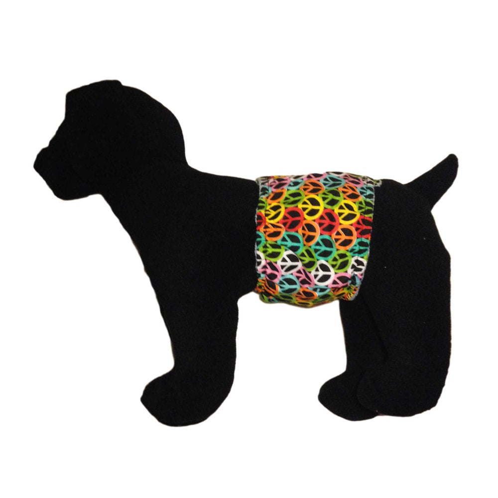 Barkertime Colorful Peace Washable Dog Belly Band Male Wrap - Made in USA Animals & Pet Supplies > Pet Supplies > Dog Supplies > Dog Diaper Pads & Liners Barkertime   