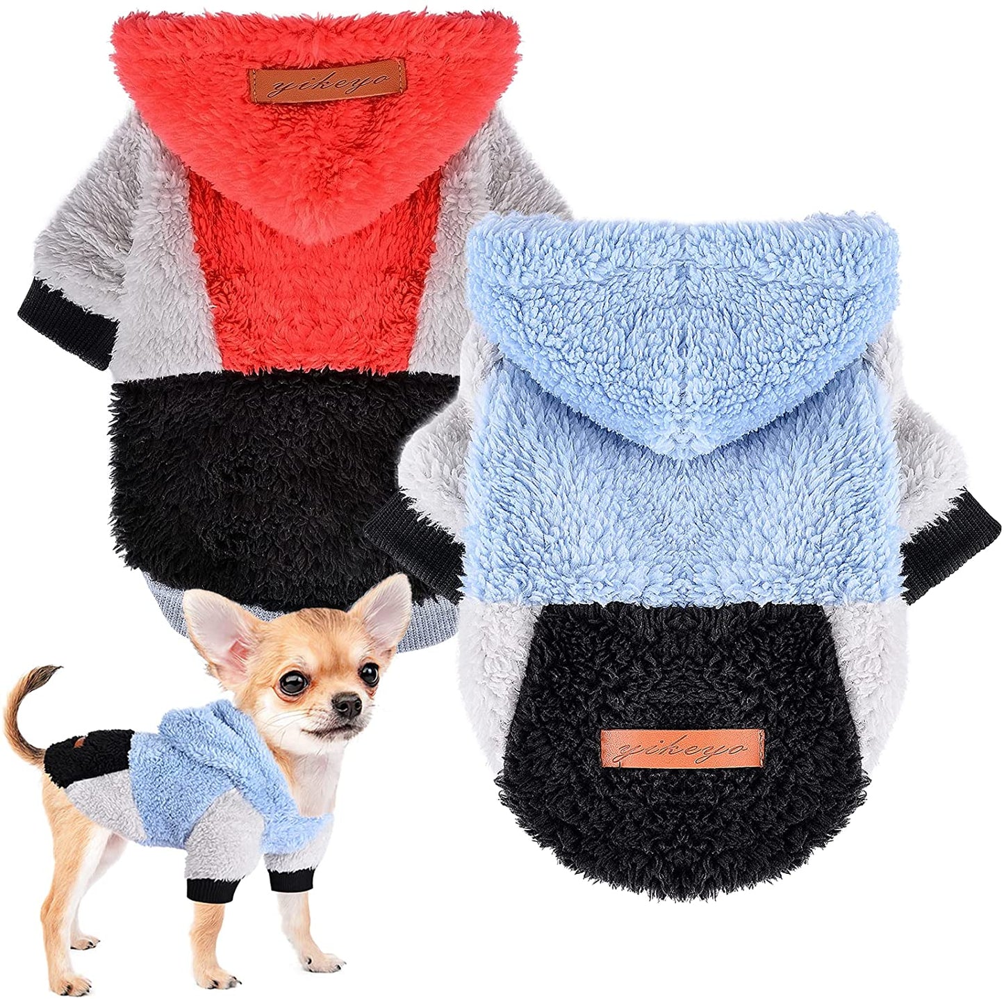 2 Pieces Valentine'S Day Dog Sweater, Chihuahua Sweater Fleece Clothes, XS Dog Clothes Winter Warm Puppy Sweaters Boys Girls Tiny Dog Outfits for Teacup Yorkie (X-Small) Animals & Pet Supplies > Pet Supplies > Dog Supplies > Dog Apparel Sebaoyu red,blue Small 