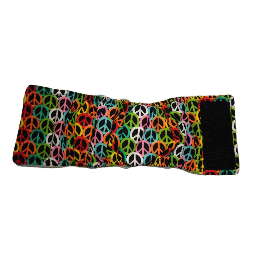Barkertime Colorful Peace Washable Dog Belly Band Male Wrap - Made in USA Animals & Pet Supplies > Pet Supplies > Dog Supplies > Dog Diaper Pads & Liners Barkertime   