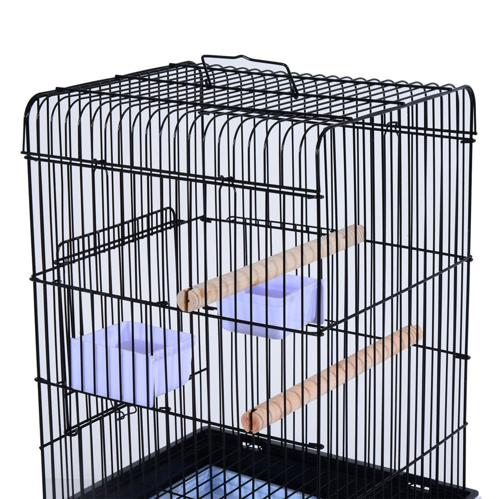 Pawhut 51" Metal Indoor Bird Cage Starter Kit with Detachable Rolling Stand, Storage Basket, and Accessories, Black Animals & Pet Supplies > Pet Supplies > Bird Supplies > Bird Cage Accessories Pawhut   