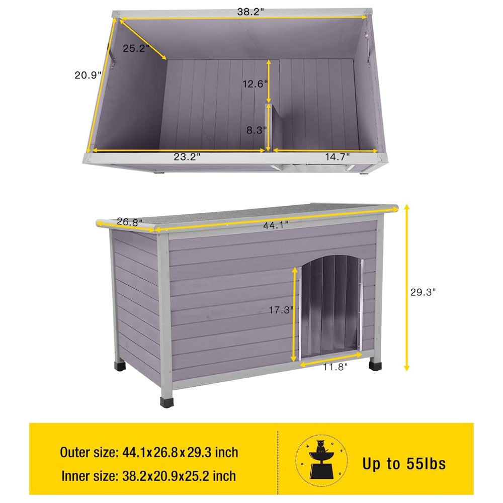 Morgete Wooden Dog House Puppy Kennels for Large/Medium/Small Dogs, Gray Animals & Pet Supplies > Pet Supplies > Dog Supplies > Dog Houses MORGETE   