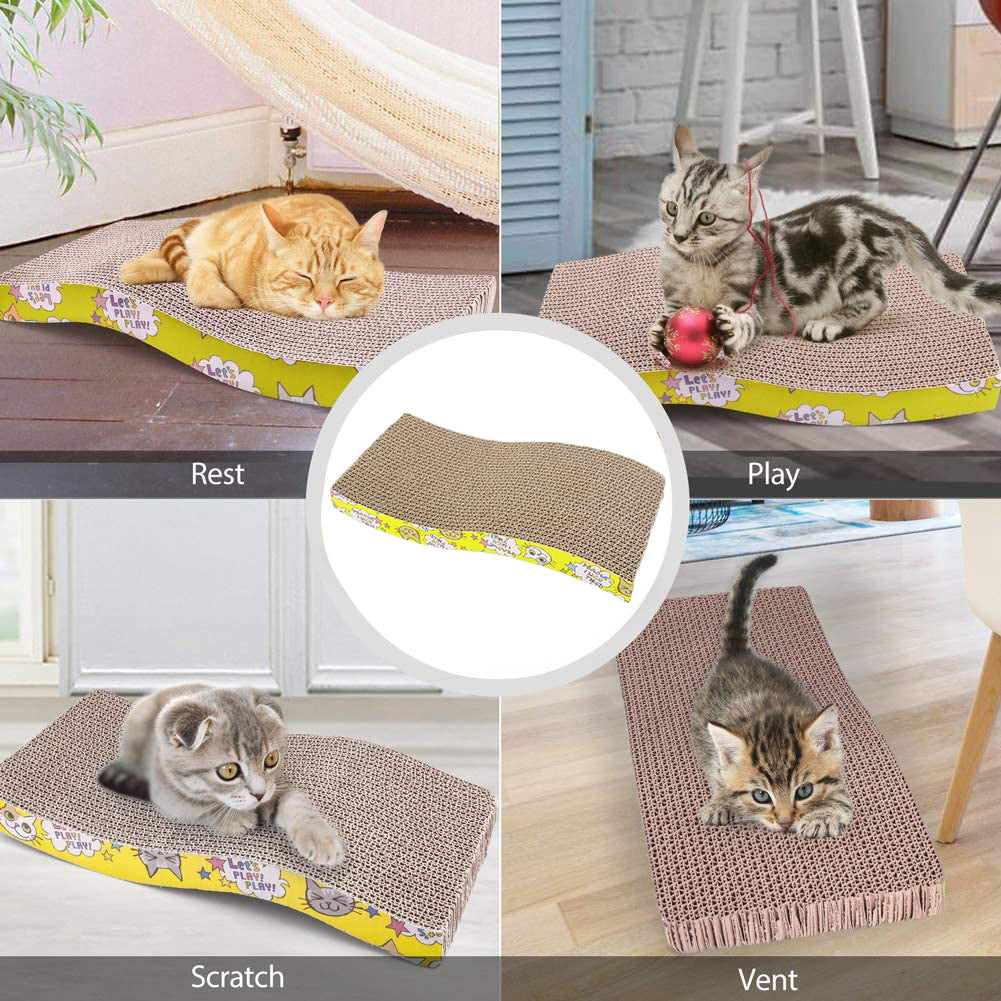 Cat Scratcher Cardboard, Recycle Corrugated Cat Scratching Pad, Wave Shaped Reversible Kitty Cat Scratch Pad Lounger Sofa for Furniture Protector, Catnip Included Animals & Pet Supplies > Pet Supplies > Cat Supplies > Cat Furniture BEST ENERGY   