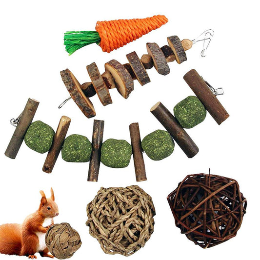 Centwalm Bunny Chew Toys Rabbit Toys for Teeth Grind Natural Apples Wood Scent Grass Cake Treats for Rabbits Guinea Pigs Chinchillas Bunnies Hamsters Portable Animals & Pet Supplies > Pet Supplies > Small Animal Supplies > Small Animal Treats Centwalm   