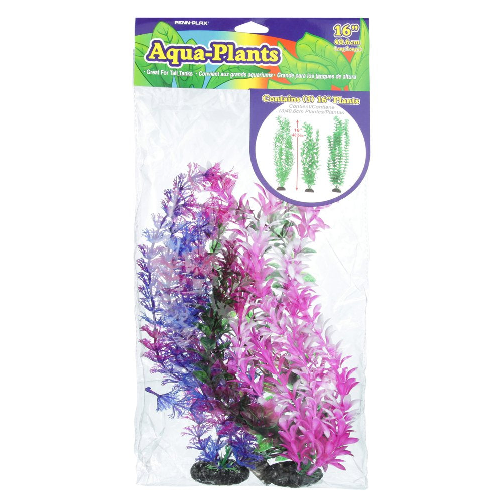 Penn-Plax Aqua-Plants Plastic Aquarium 3 Piece Plant Bundle – Multicolor – 16” Height Animals & Pet Supplies > Pet Supplies > Fish Supplies > Aquarium Decor Penn-Plax   