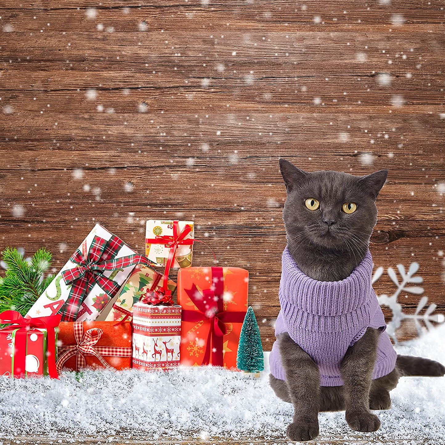 Jnancun Cat Sweater Turtleneck Knitted Sleeveless Cat Clothes Warm Winter Kitten Clothes Outfits for Cats or Small Dogs in Cold Season (Medium, Purple) Animals & Pet Supplies > Pet Supplies > Dog Supplies > Dog Apparel Jnancun   