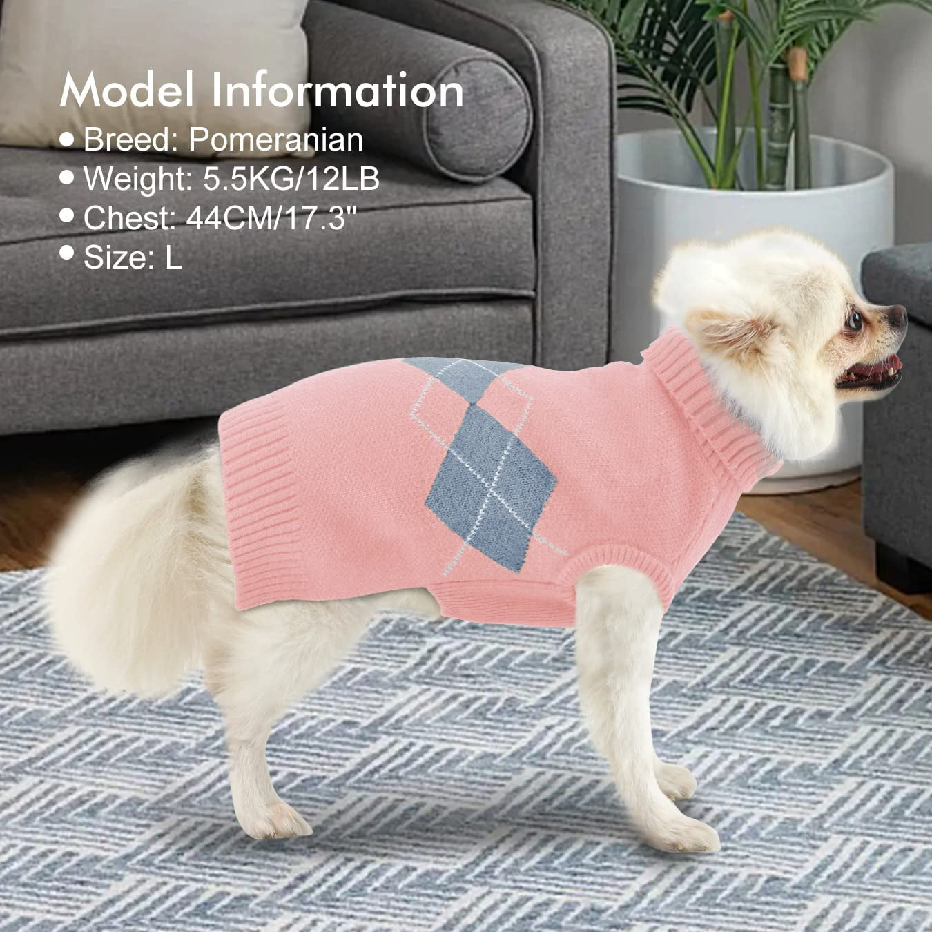 ALAGIRLS Winter Dog Sweater Warm Puppy Clothes,Classic Turtleneck Plaid Cat Sweater,Pullover Christmas Holiday Pet Outfits Apparel for Large Dogs,Pink L Animals & Pet Supplies > Pet Supplies > Dog Supplies > Dog Apparel ALA   