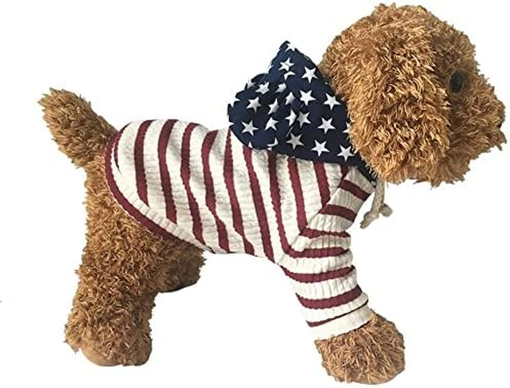 BONDOGLAND Pet Clothes Dog Hoodies for Small Dogs Cat Sweater Onesie Puppy Tracksuit Pajamas 4Th of July Animals & Pet Supplies > Pet Supplies > Dog Supplies > Dog Apparel BONDOGLAND Red Large(Back 13.7",Chest 15.7"-17.7") 