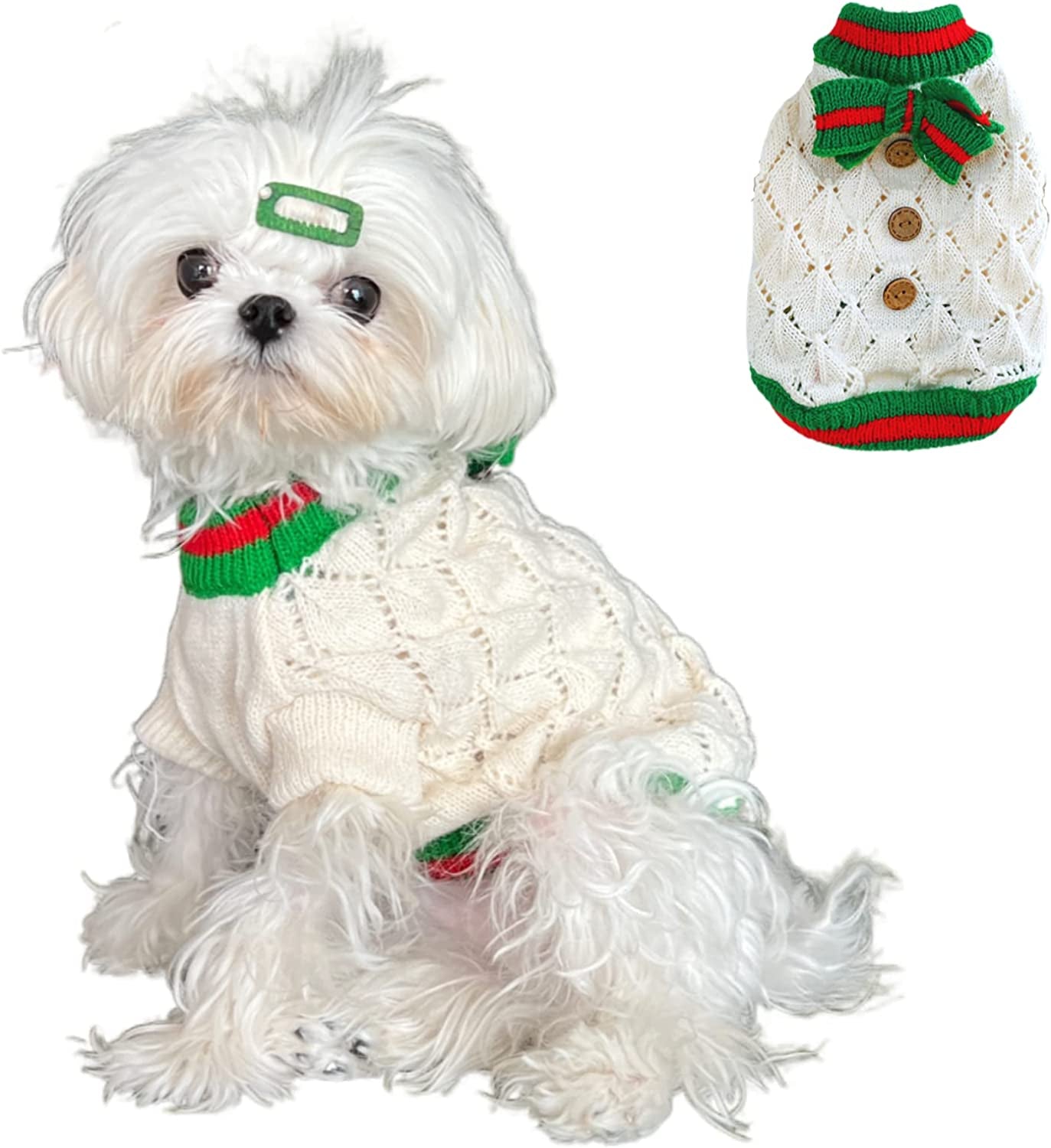 Plemonet Pet Dog Clothes Sweater Dress Knitwear Bowtie Soft Thickening Warm Pup Dogs Shirt Winter Holiday (Large) Animals & Pet Supplies > Pet Supplies > Dog Supplies > Dog Apparel Plemonet Large  