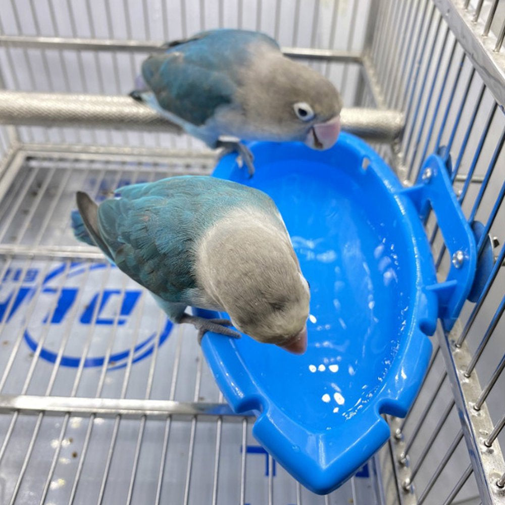 CABINHOME Bird Bath Basin with Mirror, Hanging Bird Bath Bath, Pets Small Birds Parrot Bird Cage Accessories, Parakeet Cockatiel Food Feeder Tray (Blue) Animals & Pet Supplies > Pet Supplies > Bird Supplies > Bird Cage Accessories CABINHOME   