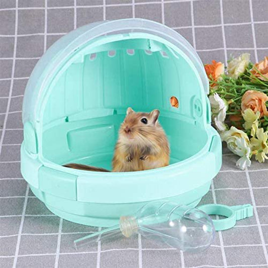 Portable Hamster Carry Cage Habitat, 7.6X6.5In Small Animal Cage, with Water Bottle Travel Handbags Animals & Pet Supplies > Pet Supplies > Small Animal Supplies > Small Animal Habitats & Cages Universal   