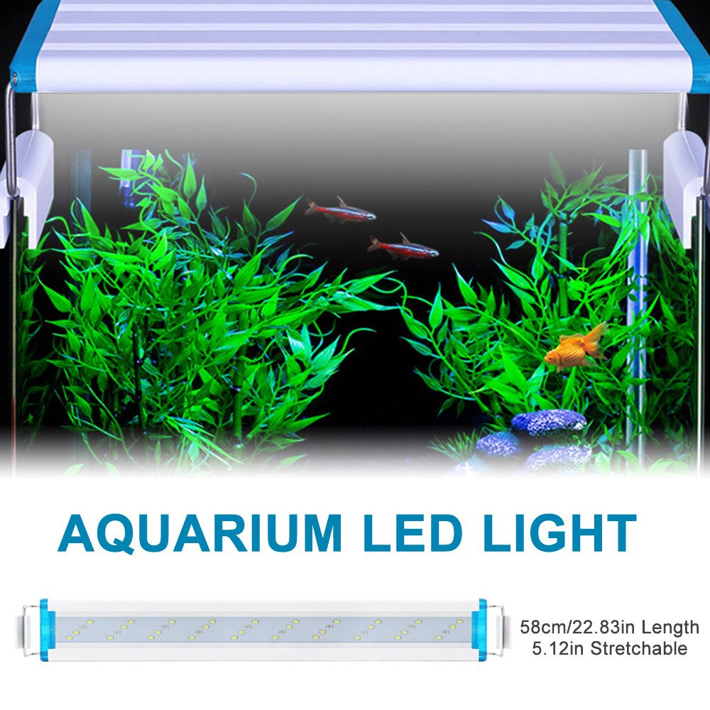Aquarium LED Light 38Cm/14.96In Fish Tank Light 5.12In Extendable Brackets White Blue Leds for Freshwater Planted Tanks Animals & Pet Supplies > Pet Supplies > Fish Supplies > Aquarium Lighting Lixada US Plug XXL White 