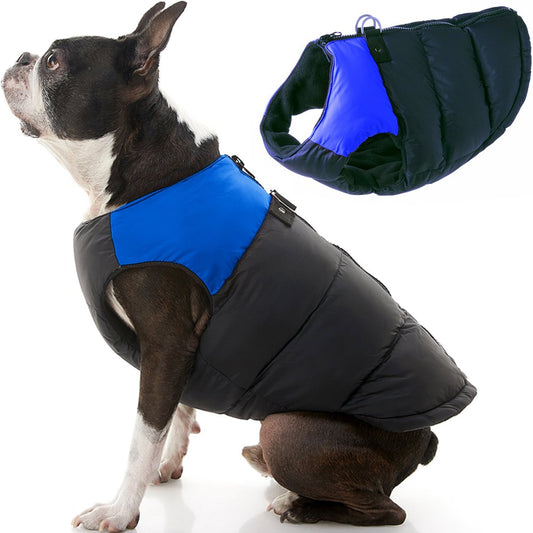 Gooby Padded Vest Dog Jacket - Blue, Large - Warm Zip up Dog Vest Fleece Jacket with Dual D Ring Leash Water Resistant Small Dog Sweater Animals & Pet Supplies > Pet Supplies > Dog Supplies > Dog Apparel Inafiction USA, Inc. dba Gooby Pet Fashion Large Chest (~20.25") Blue 