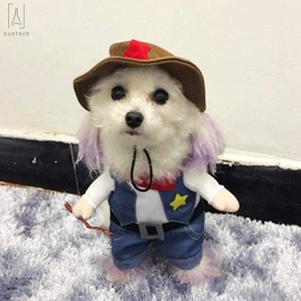 Gustavedesign Halloween Dog Cat Clothes, Funny Cowboy Jacket Suit for Small Dogs & Cats Dressing up Clothes Christmas Halloween Party Apparel "West Cowboy Uniform, L Size" Animals & Pet Supplies > Pet Supplies > Cat Supplies > Cat Apparel GustaveDesign   