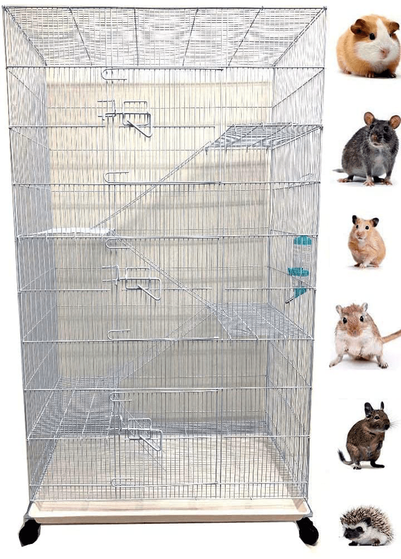 55" Extra Large 5 Levels 3/8-Inch Tight Spacing Ferret Chinchilla Sugar Glider Rats Mice Wire Cage for Small Animal