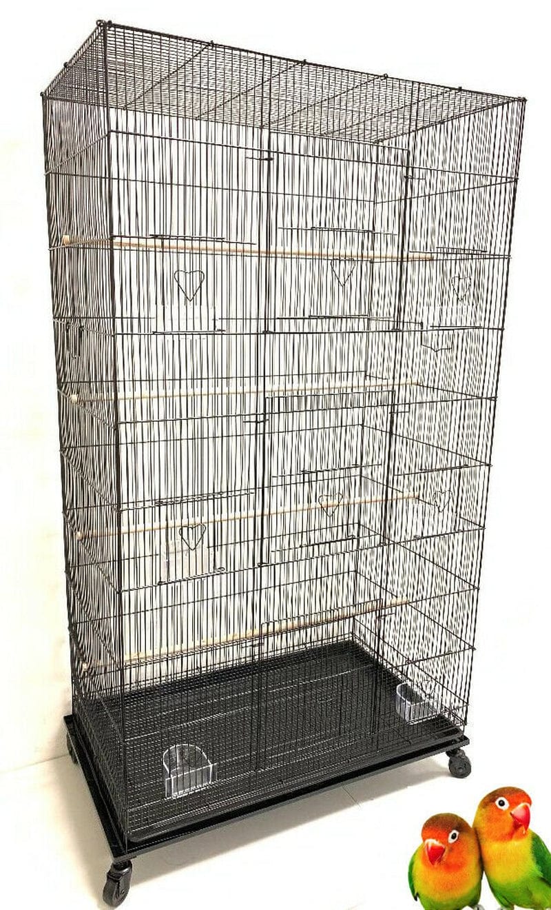 55" Extra Large Multiple Flight Bird Breeding Breeder Cage Tight 3/8-Inch Bar Spacing with Removable Rolling Stand for Aviary Budgie Canary Finch Animals & Pet Supplies > Pet Supplies > Bird Supplies > Bird Cages & Stands Mcage   