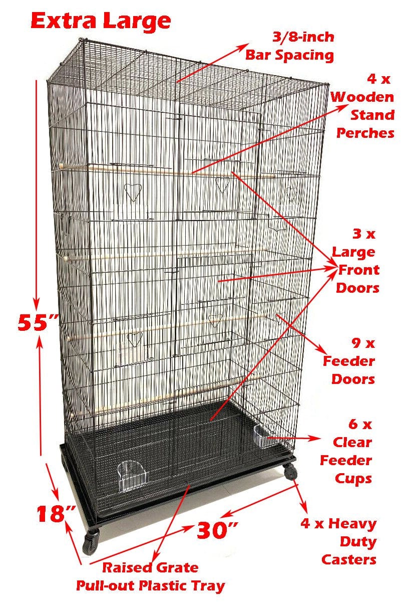 55" Extra Large Multiple Flight Bird Breeding Breeder Cage Tight 3/8-Inch Bar Spacing with Removable Rolling Stand for Aviary Budgie Canary Finch Animals & Pet Supplies > Pet Supplies > Bird Supplies > Bird Cages & Stands Mcage   