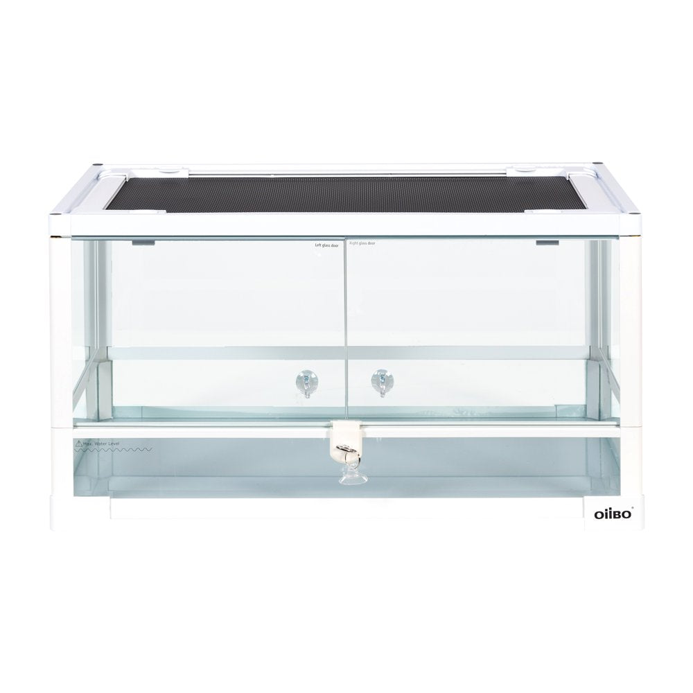 Oiibo Reptile Glass Terrarium, Swing Doors with Screen Ventilation Reptile Terrarium 24" X 18" X 12.6" (24 Gallon)