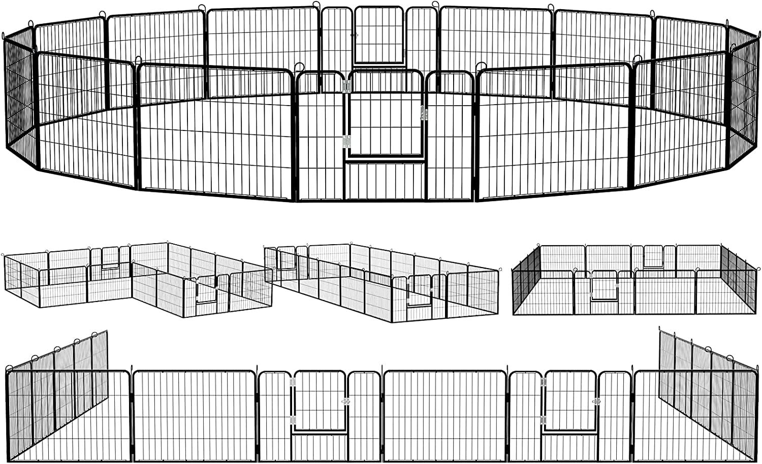 Waleaf Bold Dog Playpen for Outdoor, 16 Panels 24''/30''/40'' Height Metal Puppy Dog Fence Indoor Outdoor,Pet Exercise Pen for Rv,Camping,Yard Animals & Pet Supplies > Pet Supplies > Dog Supplies > Dog Kennels & Runs Vitesse 16 Panels 24inch  