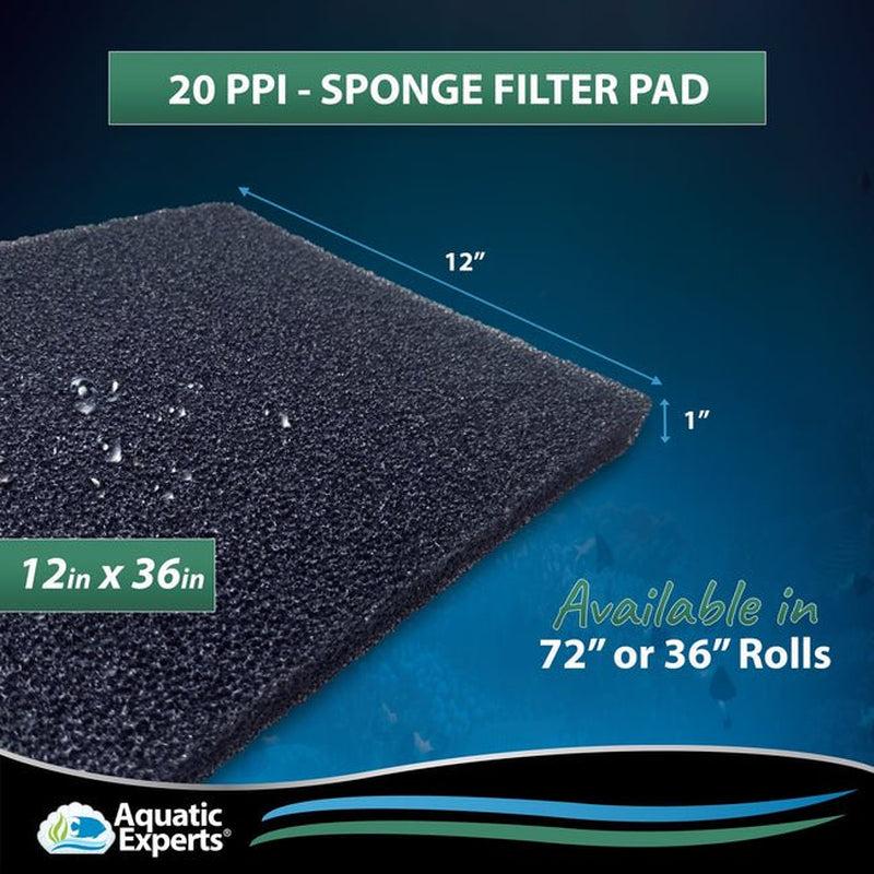 Aquatic Experts - Biological and Mechanical Aquarium Sponge Filter Pad, Fish Tank Filter Pad, 20Ppi, 12" X 36" Animals & Pet Supplies > Pet Supplies > Fish Supplies > Aquarium Filters Aquatic Experts   