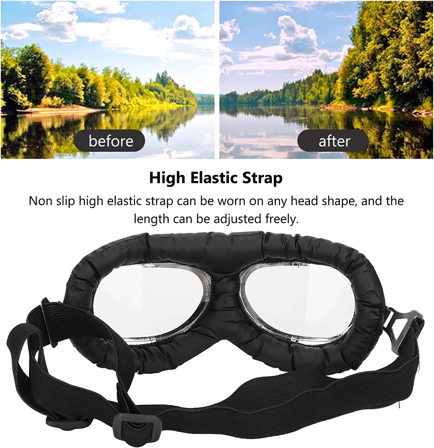 Dog Sunglasses, Extra Large Lens Dog Goggles Portable with Elasticstrap Folding Frame for Outdoor Walking Travel Animals & Pet Supplies > Pet Supplies > Dog Supplies > Dog Apparel Shanrya   