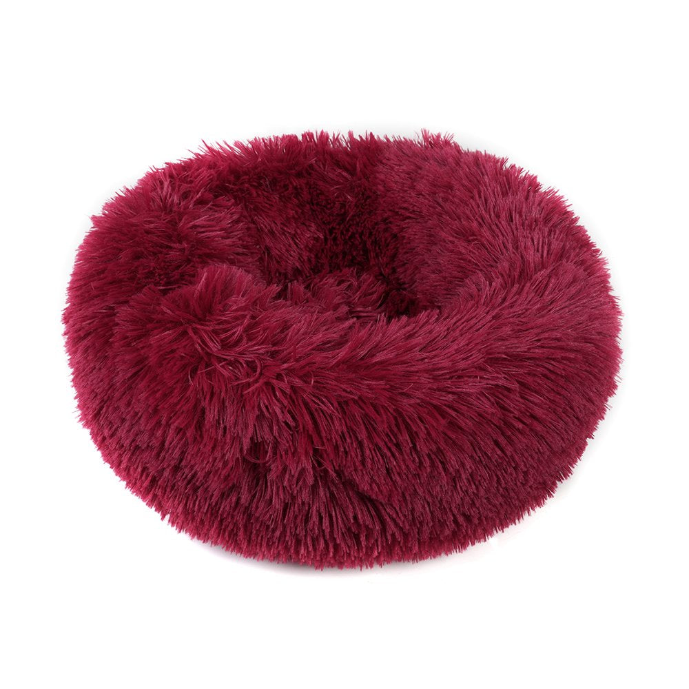 Round Plush Pet Bed for Dogs & Cats,Fluffy Soft Warm Calming Bed Sleeping Kennel Nest Animals & Pet Supplies > Pet Supplies > Cat Supplies > Cat Beds source max 20" Red 