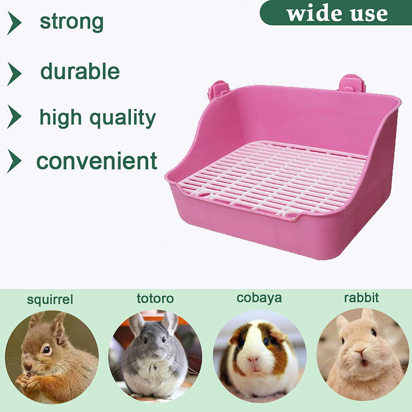 Small Animal Rabbit Litter Toilet, Plastic Square Cage Box, Corner Pan with Grate, Potty Training for Bunny, Guinea Pigs, Chinchilla, Ferret, Galesaur, Hamster Animals & Pet Supplies > Pet Supplies > Small Animal Supplies > Small Animal Bedding Hamiledyi   