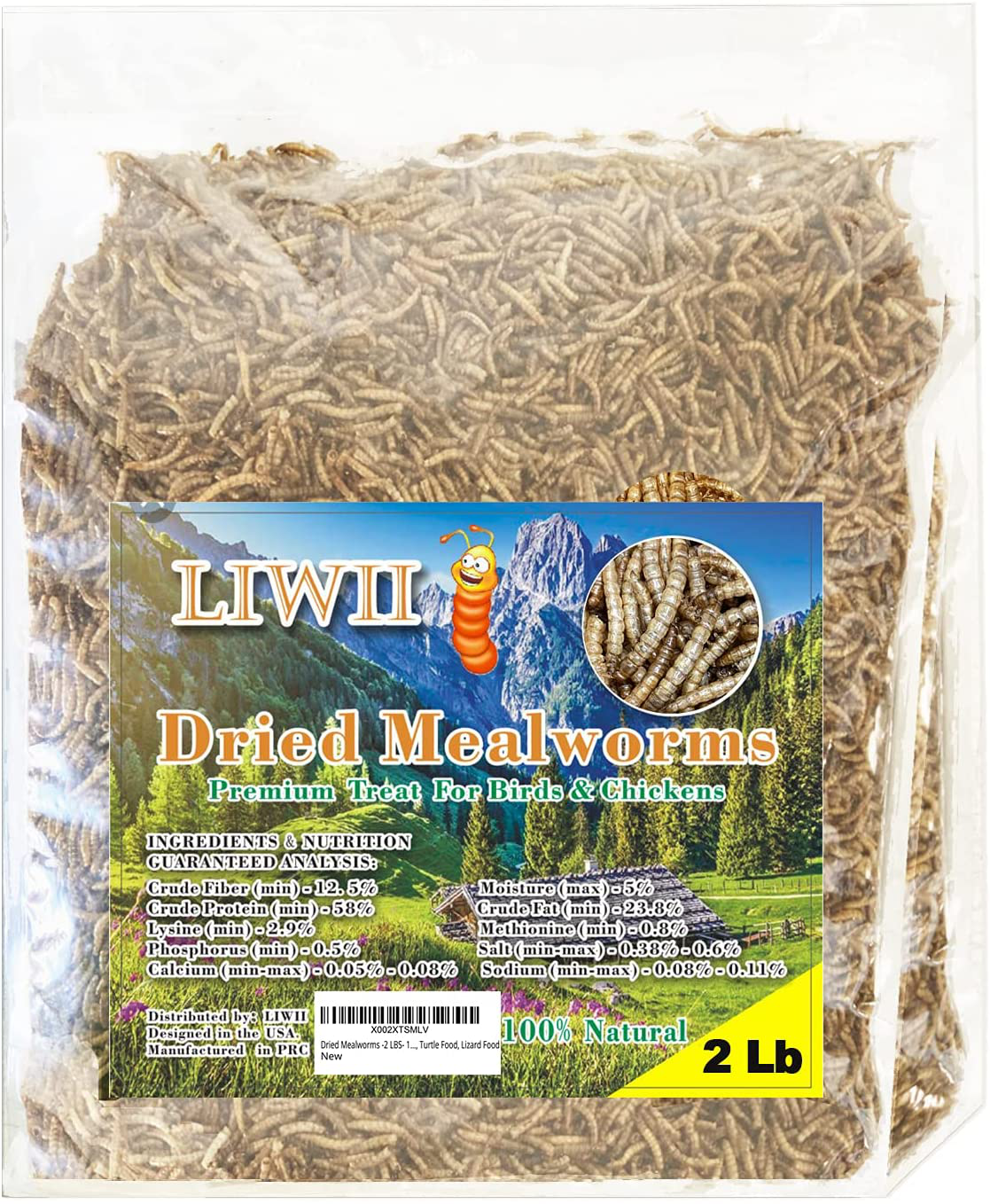 Dried Mealworms-2 LBS-100% Natural Non GMO High Protein Mealworms for Chicken-Bulk Mealworms for Wild Birds, Chicken Treats, Hamster Food, Gecko Food, Turtle Food, Lizard Food Animals & Pet Supplies > Pet Supplies > Bird Supplies > Bird Treats LIWII   