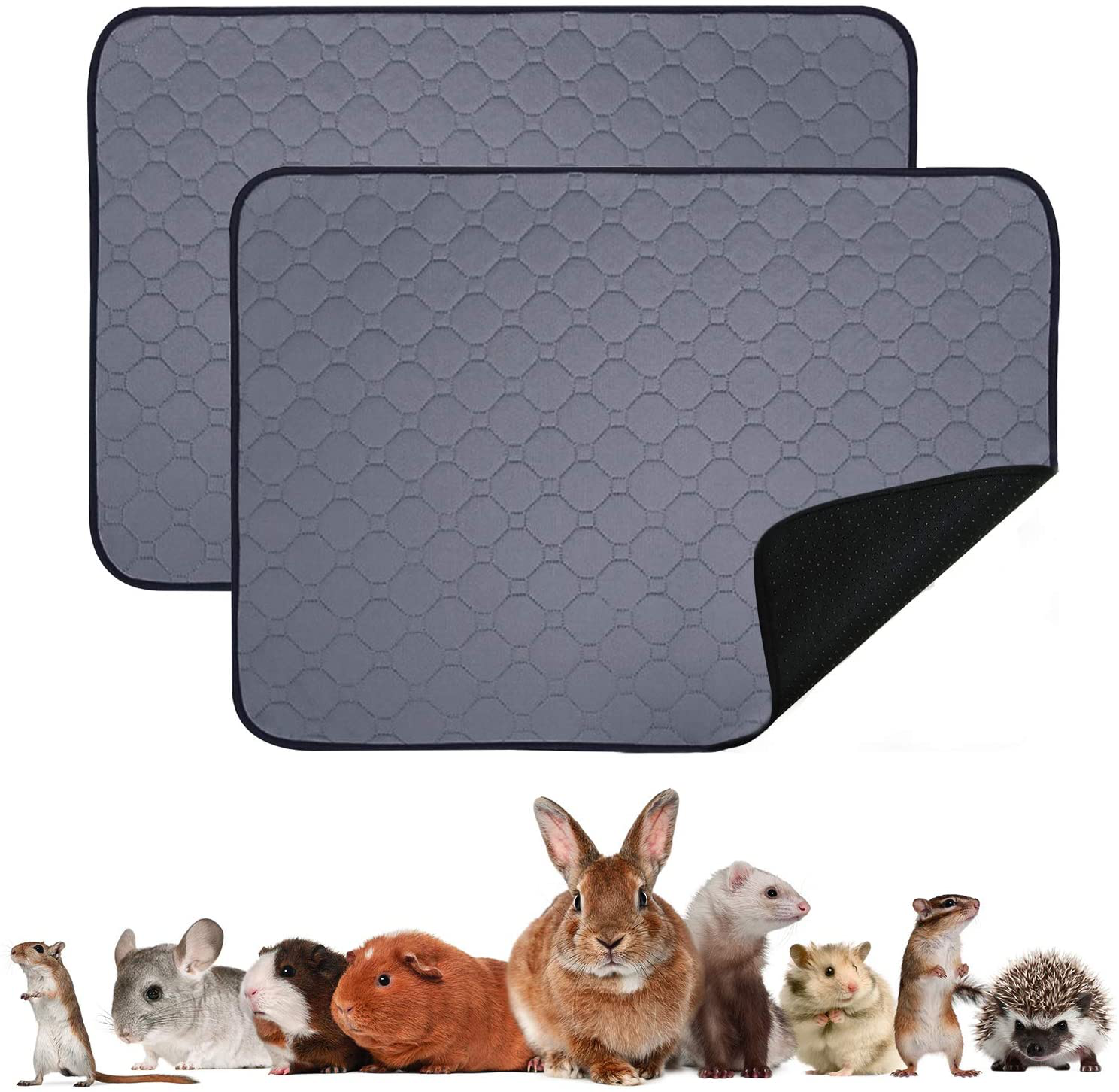 Britimes Guinea Pig Cage Liners, Washable & anti Slip Guinea Pig Bedding Pee Pads Accessories, Absorbent Mat, Grey for Small Animals Animals & Pet Supplies > Pet Supplies > Small Animal Supplies > Small Animal Bedding Britimes 2-pcs 23.6x18.5 Inch (Pack of 2) 