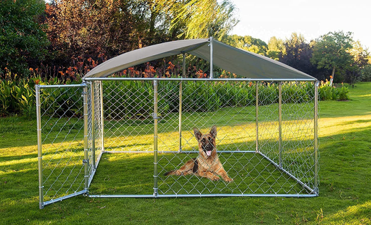 LEISU Outdoor Dog Kennel Heavy Duty Dog House with Water Resistant Cover Dog Cage Pet Resort Kennel Steel Fence with Secure Lock Mesh Animals & Pet Supplies > Pet Supplies > Dog Supplies > Dog Kennels & Runs LEISU   