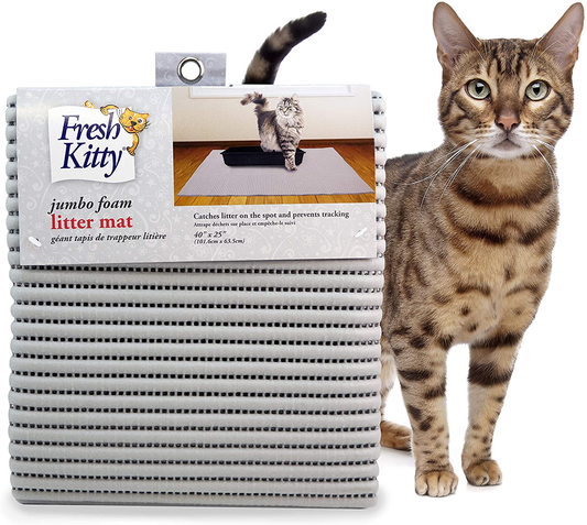Fresh Kitty Durable XL Jumbo Foam Litter Mat – Phthalate and BPA Free, Water Resistant, Traps Litter from Box, Scatter Control, Easy Clean Mats – Gray, Model Number: 9051 Animals & Pet Supplies > Pet Supplies > Cat Supplies > Cat Litter Box Mats Fresh Kitty   