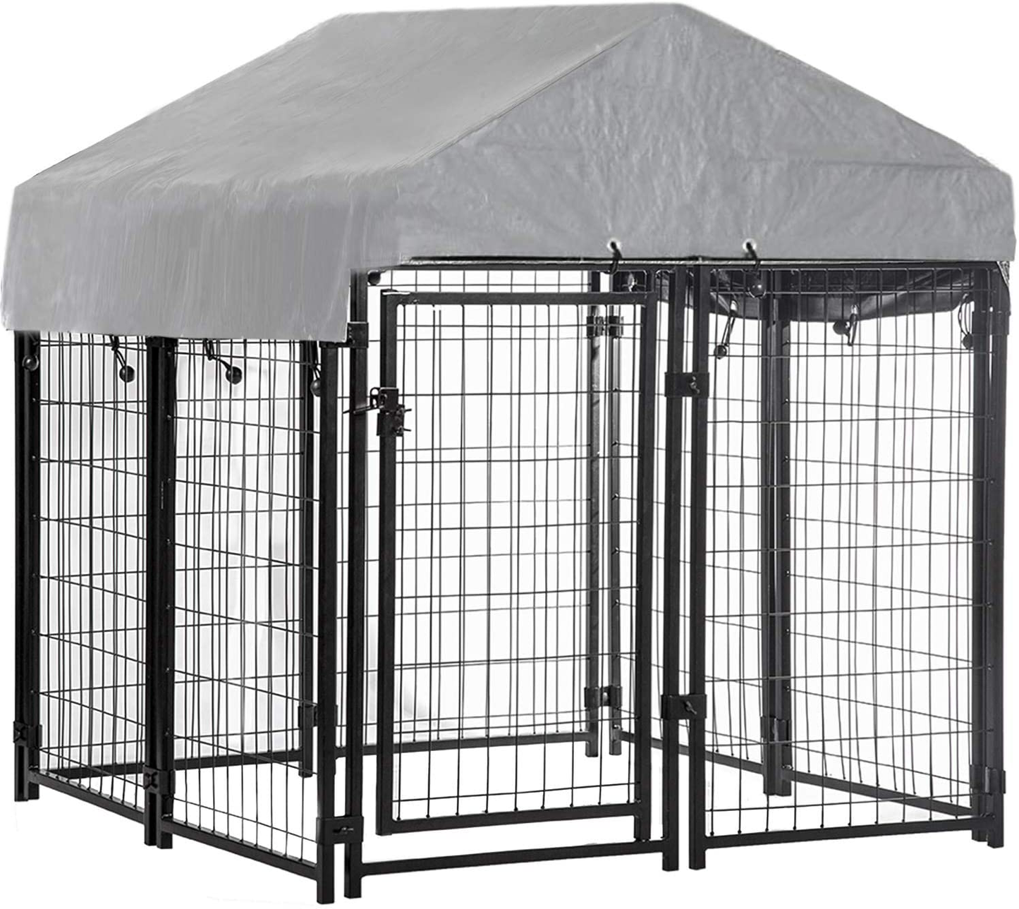 Bestpet Dog Crate Pet Kennel Cage Puppy Playpen Wire Animal Metal Camping Indoor Outdoor Cage for Large Dogs with Roof, 4 X 4 X 4.3,7.5 X 3.75 X 5.8 Feet Animals & Pet Supplies > Pet Supplies > Dog Supplies > Dog Kennels & Runs BestPet 4'x4'x4.3'  