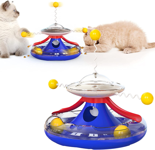 Turntable Kitten Toys, Interactive Cat Toys, Cat Toys for Indoor, Cat Toys That Can Distribute Food to Make Cats Play, Puzzle Kitty Toys. XNYCWX Animals & Pet Supplies > Pet Supplies > Cat Supplies > Cat Toys XNYCWX   