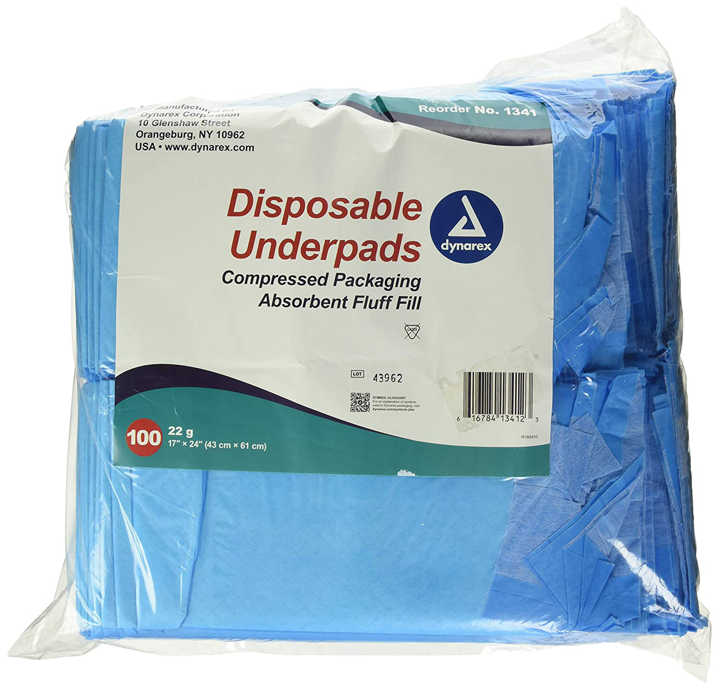 Dynarex Disposable Underpad, 17 X 24 Inches, 100 Count Animals & Pet Supplies > Pet Supplies > Dog Supplies > Dog Diaper Pads & Liners Dynarex   