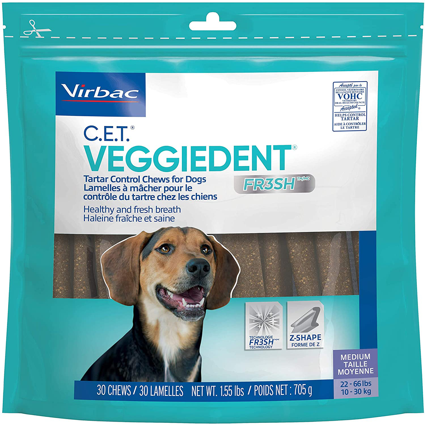 Virbac CET VEGGIEDENT FR3SH Tartar Control Chews for Dogs Animals & Pet Supplies > Pet Supplies > Small Animal Supplies > Small Animal Treats Virbac Medium (Pack of 30)  