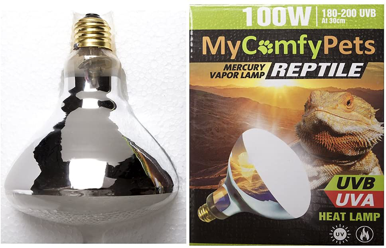 UVB Light and UVA 2-In-1 Light Bulb 100W for Bearded Dragons and Reptiles (180-200 UVB)