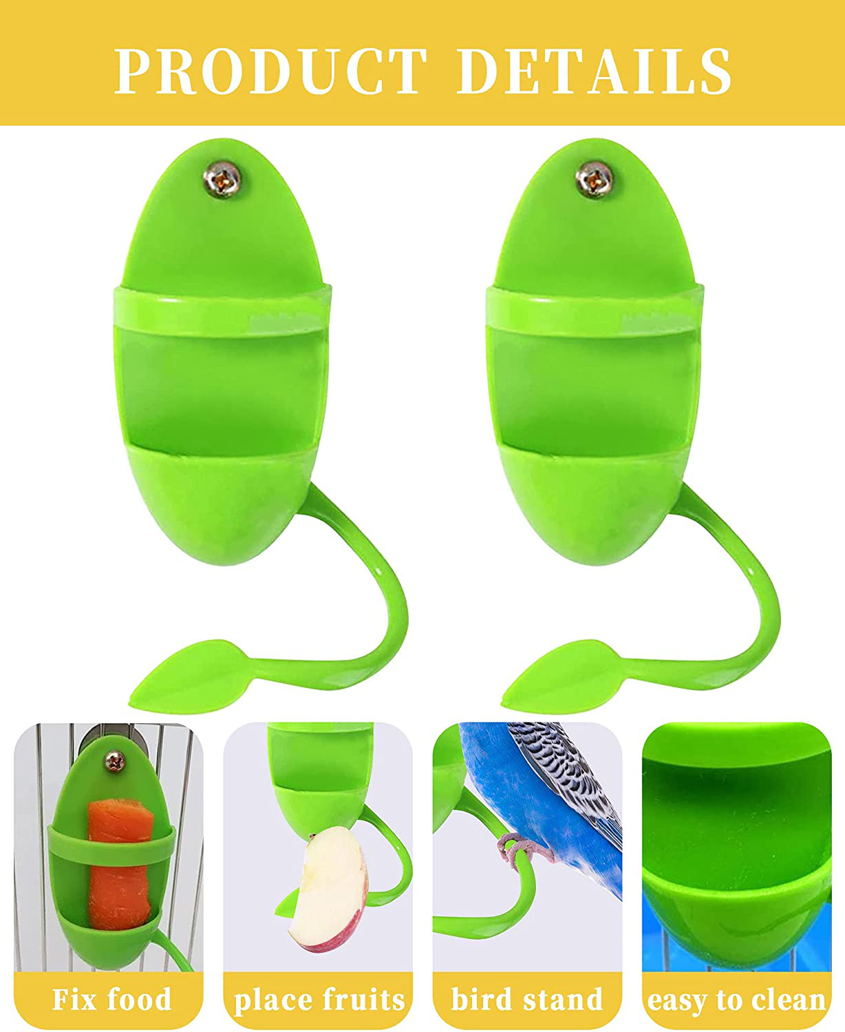 Ulobey Bird Food Holder with 2 Cuttlebone, Bird Feeding Holder Plastic Bird Cage Feeder with Stand, Vegetable Fruits Cuttlebone Holder for Parrot Budgies Parakeet Cockatiel Conure Chicken Animals & Pet Supplies > Pet Supplies > Bird Supplies > Bird Cage Accessories Ulobey   