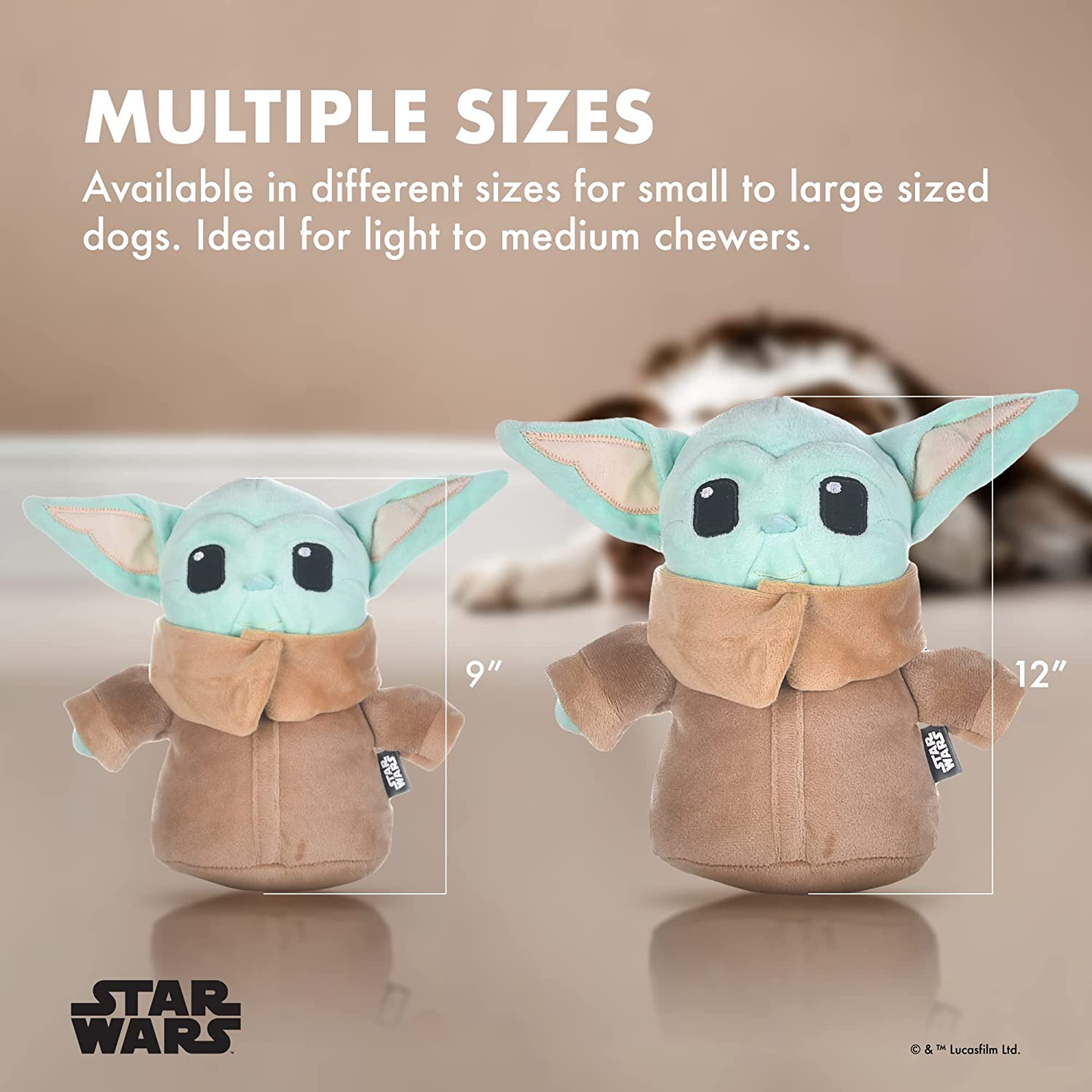 STAR WARS Mandalorian the Child Plush Figure Dog Toy - 6 Inch, 9 Inch, or 12 Inch Dog Toy from the Mandalorian - Soft and Plush Dog Toys Safe Fabric Squeaky Dog Toy for All Dogs - Baby Yoda Dog Toy Animals & Pet Supplies > Pet Supplies > Dog Supplies > Dog Toys Fetch for Pets   