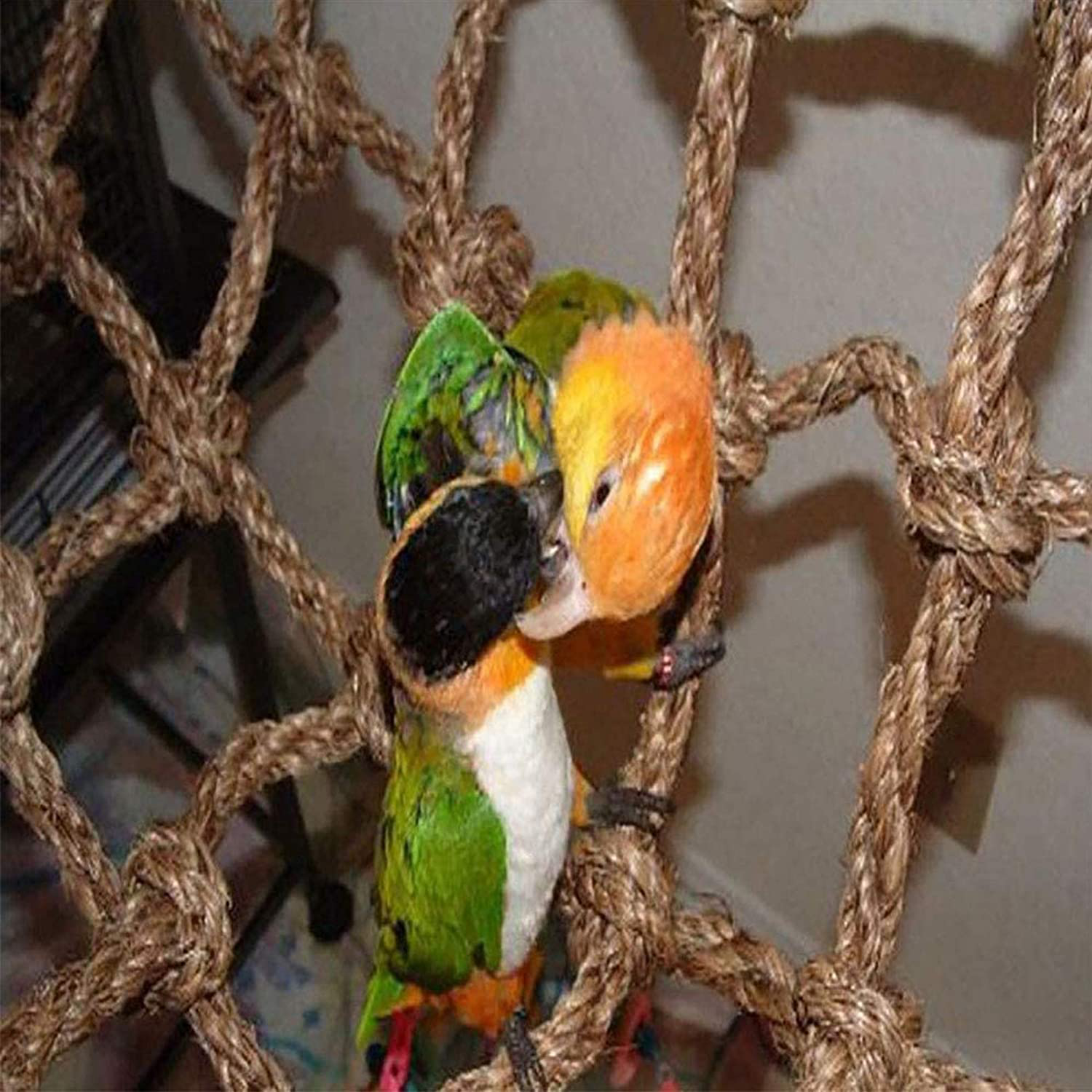 Tfwadmx Natural Bird Rope Net, Large Size - 24''X24'' Parrot Swing Hammock, Bird Climbing Ladder Hanging Cage Perch Chew Toys for Budgies Macaw Conure Finch Cockatoo Budgie African Grey Parakeet Animals & Pet Supplies > Pet Supplies > Bird Supplies > Bird Ladders & Perches Tfwadmx   